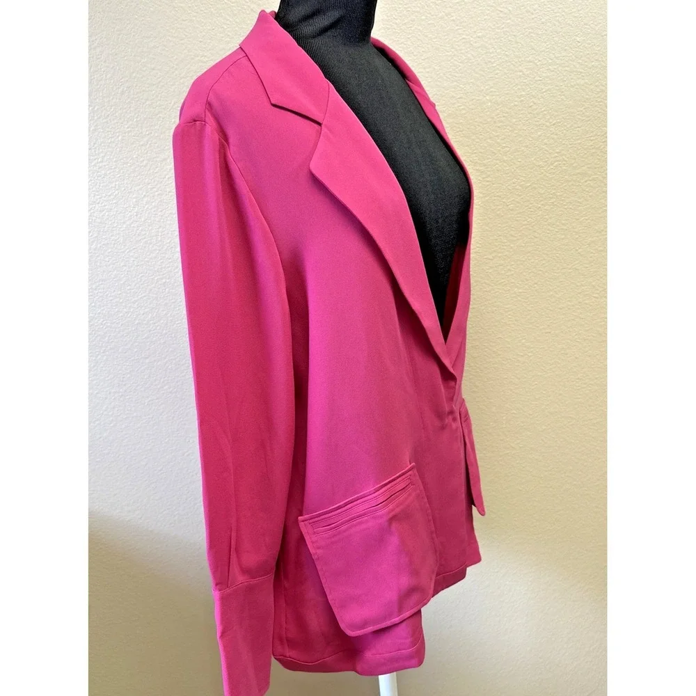 NWT Careste Cecile Silk Blazer Jacket Size 14 Pink Light Weight Classic Pockets